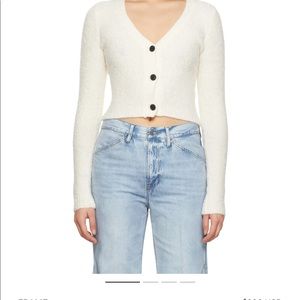 Frame off-white fuzzy shrunken cardigan